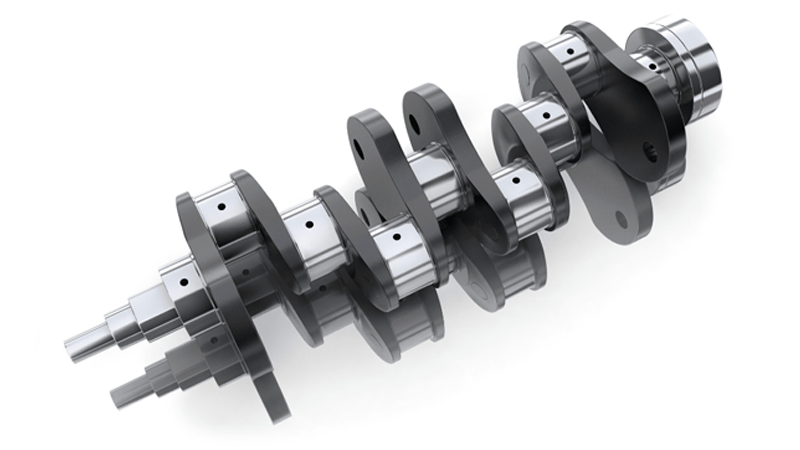 crankshaft that sits below the engines cylinder block